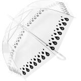 Damen Regenschirm durchsichtig transparent mit Automatik - Tropfen