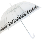 Damen Regenschirm durchsichtig transparent mit Automatik - Tropfen