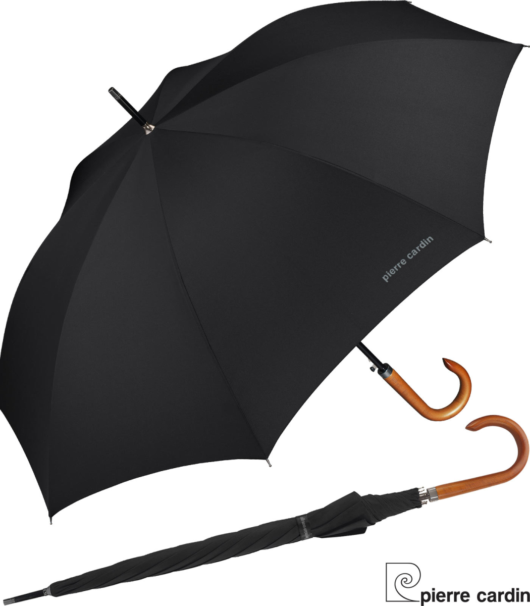 PIERRE CARDIN  stabiler schwarzer Regenschirm Automatik Taschenschirm für Herren 