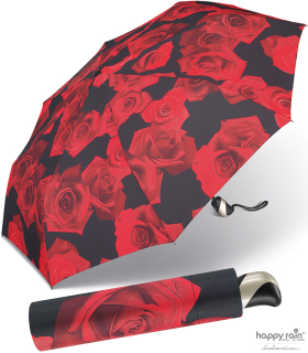 Taschenschirm Damen Auf-Zu Automatik Easymatic leicht stabil windfest - red rose