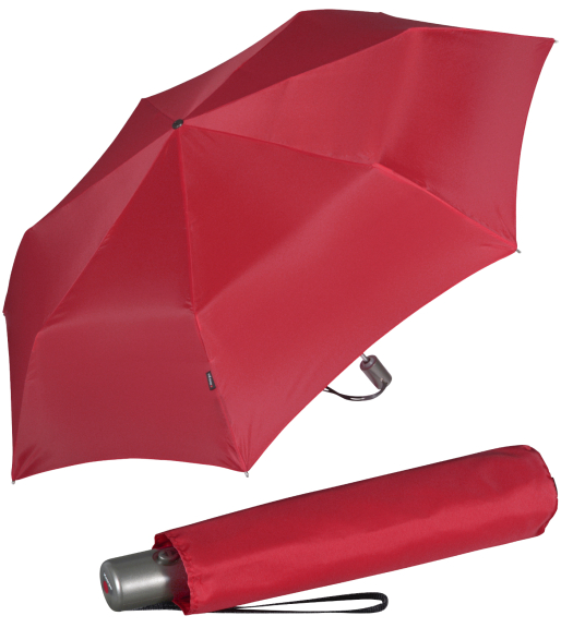Knirps Regenschirm Slim Duomatic - klein und leicht mit Auf-Zu Automatik - red