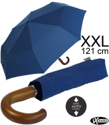 iX-brella - Herrenschirm XXL 121 cm mit echtem Holzgriff und Auf-Zu-Automatik navy-blau