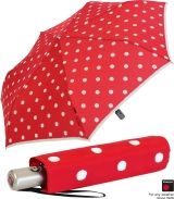 Knirps Regenschirm Slim Duomatic - klein und leicht mit Auf-Zu Automatik - Dot Art red