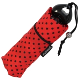 Mini Taschenschirm Damen Joy Heart klein leicht Punkte dots - red - black dots