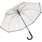 Emoticon Regenschirm durchsichtig transparent mit Automatik smile bedruckt - schwarz