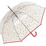 Emoticon Regenschirm durchsichtig transparent mit Automatik smile bedruckt - rot