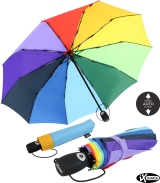 iX-brella Taschenschirm 10-teilig extra stabil mit Auf-Zu-Automatik - Regenbogen