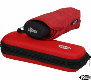 iX-brella Super-Mini-Taschenschirm - winziger Regenschirm im Etui - rot