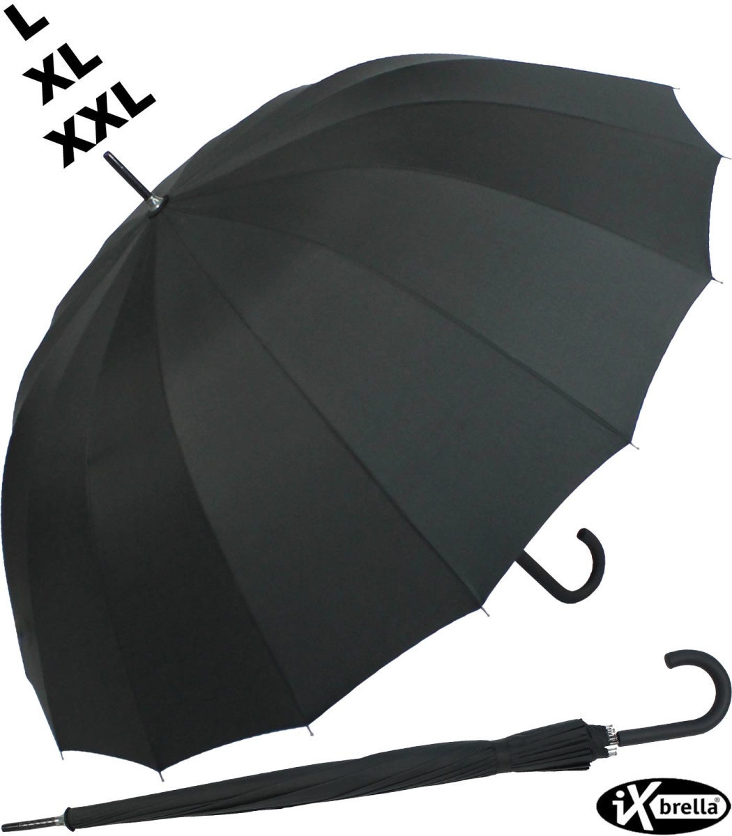 Größe XXL iX-brella Leichter Voll-Fiberglas- Regenschirm für 2 Personen sehr stabil Golfschirm schwarz 