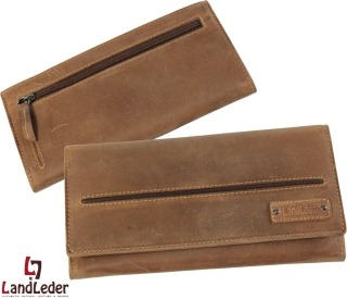 LandLeder Eco-Rindsleder Kuvertbörse 4 tlg. Brieftasche Geldbörse braun
