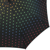 Stockschirm groß stabil mit Automatik  schwarz  bedruckt - rainbow dots