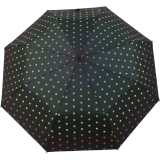 Taschenschirm stabil mit Automatik  schwarz bedruckt - rainbow dots
