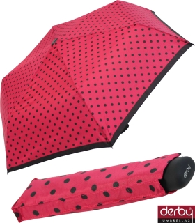 Damen Mini Taschenschirm Derby Hit Flat - Dots Punkte - bordeaux