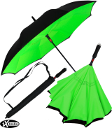 iX-brella Reverse - Automatik Regenschirm umgekehrt - umgedreht zu &ouml;ffnen - schwarz-neon gr&uuml;n