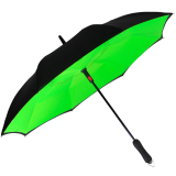 iX-brella Reverse - Automatik Regenschirm umgekehrt - umgedreht zu &ouml;ffnen - schwarz-neon gr&uuml;n