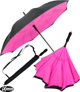 iX-brella Reverse - Automatik Regenschirm umgekehrt - umgedreht zu öffnen - schwarz-neon pink