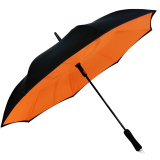 iX-brella Reverse - Automatik Regenschirm umgekehrt - umgedreht zu öffnen - schwarz-neon orange