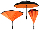 iX-brella Reverse - Automatik Regenschirm umgekehrt - umgedreht zu öffnen - schwarz-neon orange