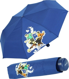 Kinderschirm Jungen Mini Taschenschirm light Kids blau - football