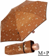 M&P Damen Taschenschirm mit Auf-Zu Automatik - Floral braun
