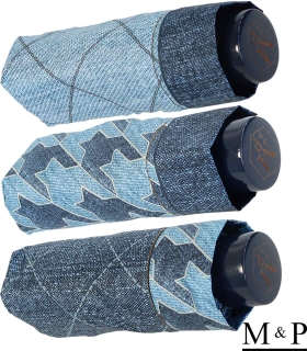 M&P Super-Mini Damen Taschenschirm klein leicht mit extra großem Dach - Jeans
