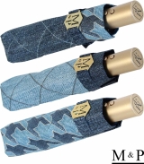 M&amp;P Damen Taschenschirm mit Auf-Zu Automatik - Jeans