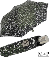 M&P Damen Taschenschirm mit Auf-Zu Automatik - Animal Print grün