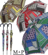 M&P Damen Regenschirm Long stabil Automatik Patchwork