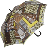 M&P Damen Regenschirm Long stabil Automatik Patchwork braun