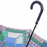 M&P Damen Regenschirm Long stabil Automatik Patchwork blau