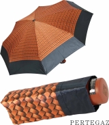 Edler Super Mini Taschenschirm Satin von PERTEGAZ - klein aber extra großes Dach - Trenzado gold