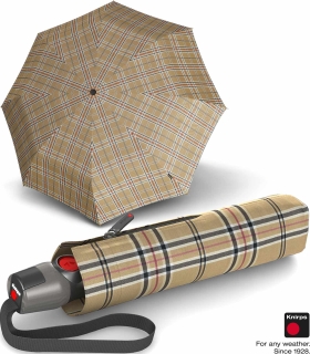 Knirps Taschenschirm T.200 Duomatic - stabil und sturmfest - Check beige