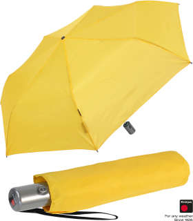 Knirps Regenschirm Slim Duomatic - klein und leicht mit Auf-Zu Automatik - yellow