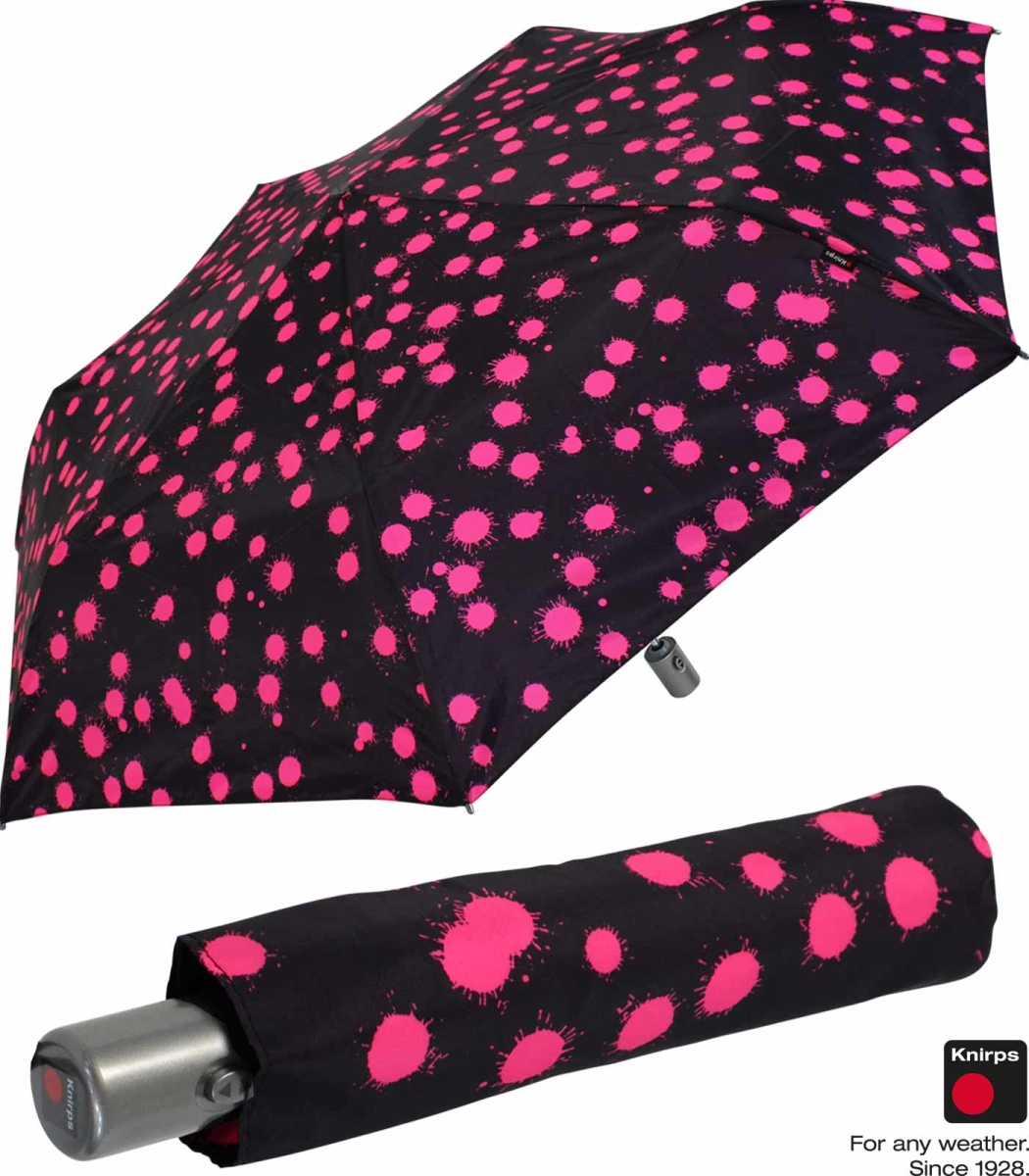 Knirps Regenschirm Slim Duomatic drops mit paint Auf-Zu - klein pink Automatik leicht - und