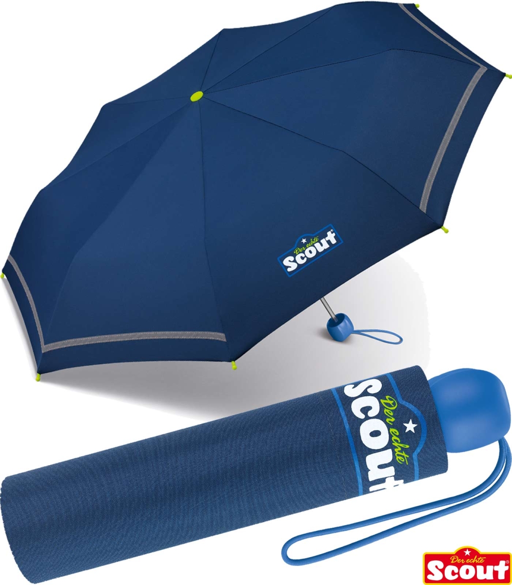 Scout Kinderschirm Mini Taschenschirm Basic mit reflektierenden Strei