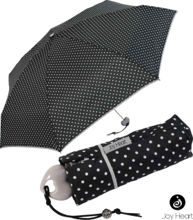 Mini Taschenschirm Damen Joy Heart klein und leicht - Cats and Dots schwarz