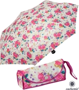 Cachemir Regenschirm Taschenschirm mini stabil sturmsicher Printed Flowers - pink