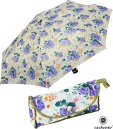 Cachemir Regenschirm Taschenschirm mini stabil sturmsicher Printed Flowers - olive