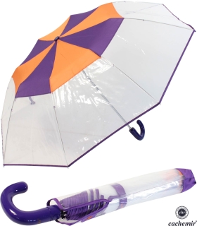Cachemir Regenschirm Taschenschirm transparent mit farbigem Einfassband - lila
