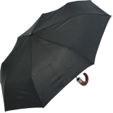 Cachemir Regenschirm Taschenschirm Automatik Rundhakengriff Holz Optik schwarz