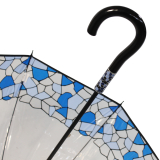Gaudi Regenschirm Stockschirm groß stabil transparent mit Mosaik Borte - blau