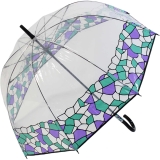 Gaudi Regenschirm Stockschirm gro&szlig; stabil transparent mit Mosaik Borte - lila