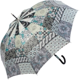 Gaudi Regenschirm Automatik Stockschirm Damen gro&szlig; stabil sturmsicher Patchwork Muster - schwarz