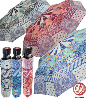 Gaudi Regenschirm Automatik Taschenschirm stabil sturmsicher mini Patchwork Muster