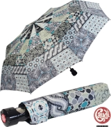 Gaudi Regenschirm Automatik Taschenschirm stabil sturmsicher mini Patchwork Muster - schwarz