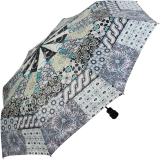 Gaudi Regenschirm Automatik Taschenschirm stabil sturmsicher mini Patchwork Muster - schwarz