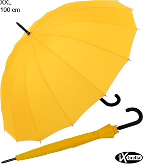 iX-brella long - hochwertiger Stockschirm 16-teilig mit Automatik sturmfest gelb