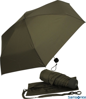 Samsonite Regenschirm Super Mini Taschenschirm mit Tasche Minipli Colori - dunkelgrün