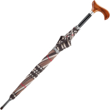 Stützschirm mit Fritzgriff aus Holz mit Automatik stabil windfest - checks brown 83 cm
