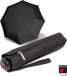 Knirps Flat Duomatic Regenschirm Taschenschirm Schwarz Black Neu 